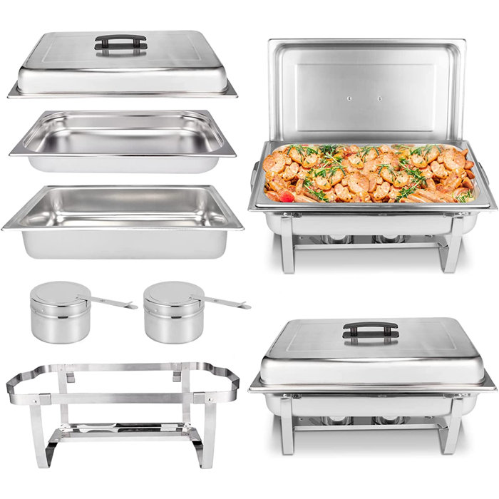 Prep & Savour Chafing Dish 2 Pack 9 QT Stainless Steel, Full Size